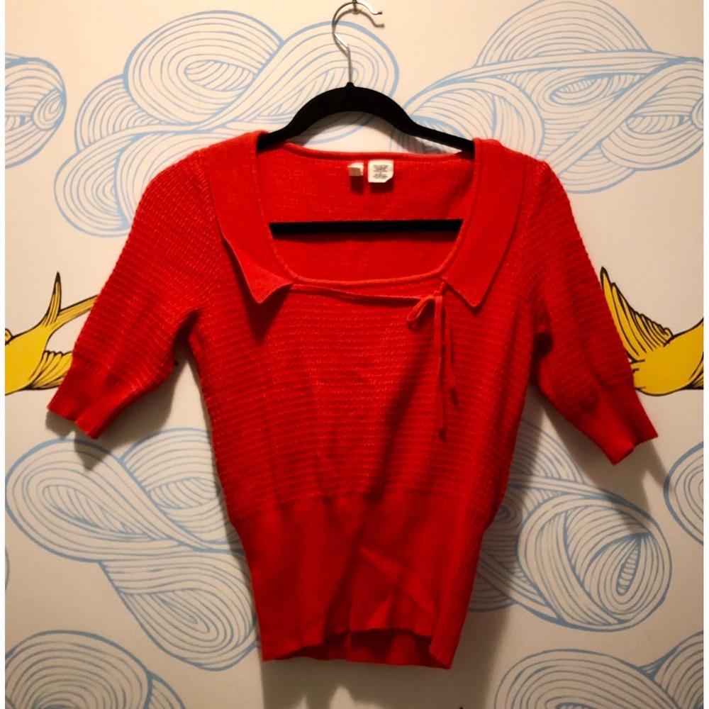 Anthropologie Cropped Red Sweater Moth